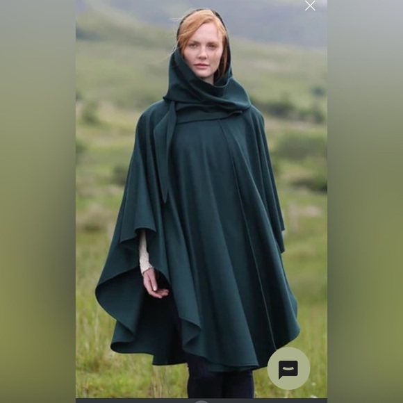 Hourihan by Jimmy Hourihan made in Ireland forrest green wool and cashmere cape - Picture 12 of 13